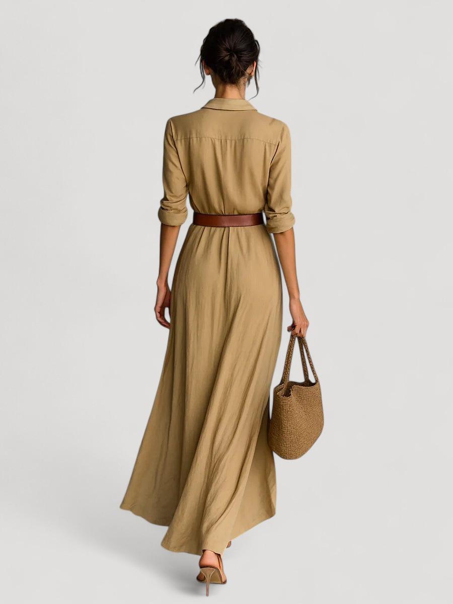 Pitkä vyöllinen mekko