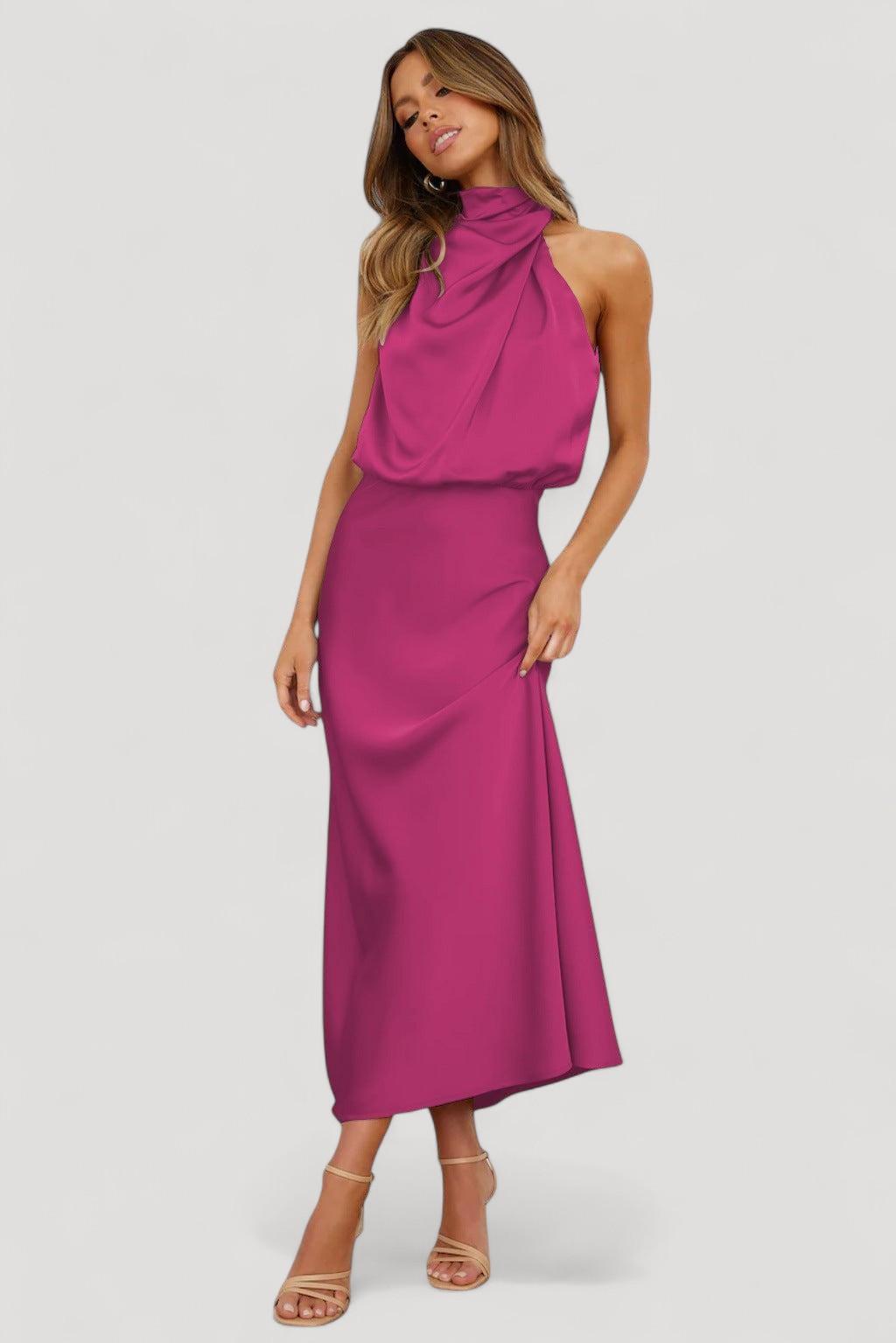 Satiininen halterneck mekko