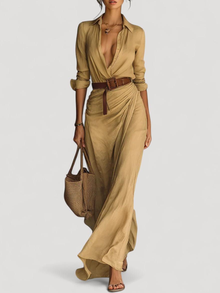 Pitkä vyöllinen mekko