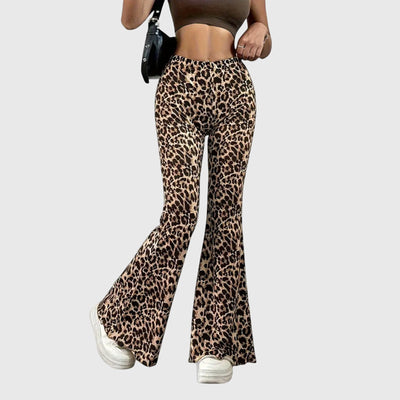 Leopardikuvioiset bootcut-housut