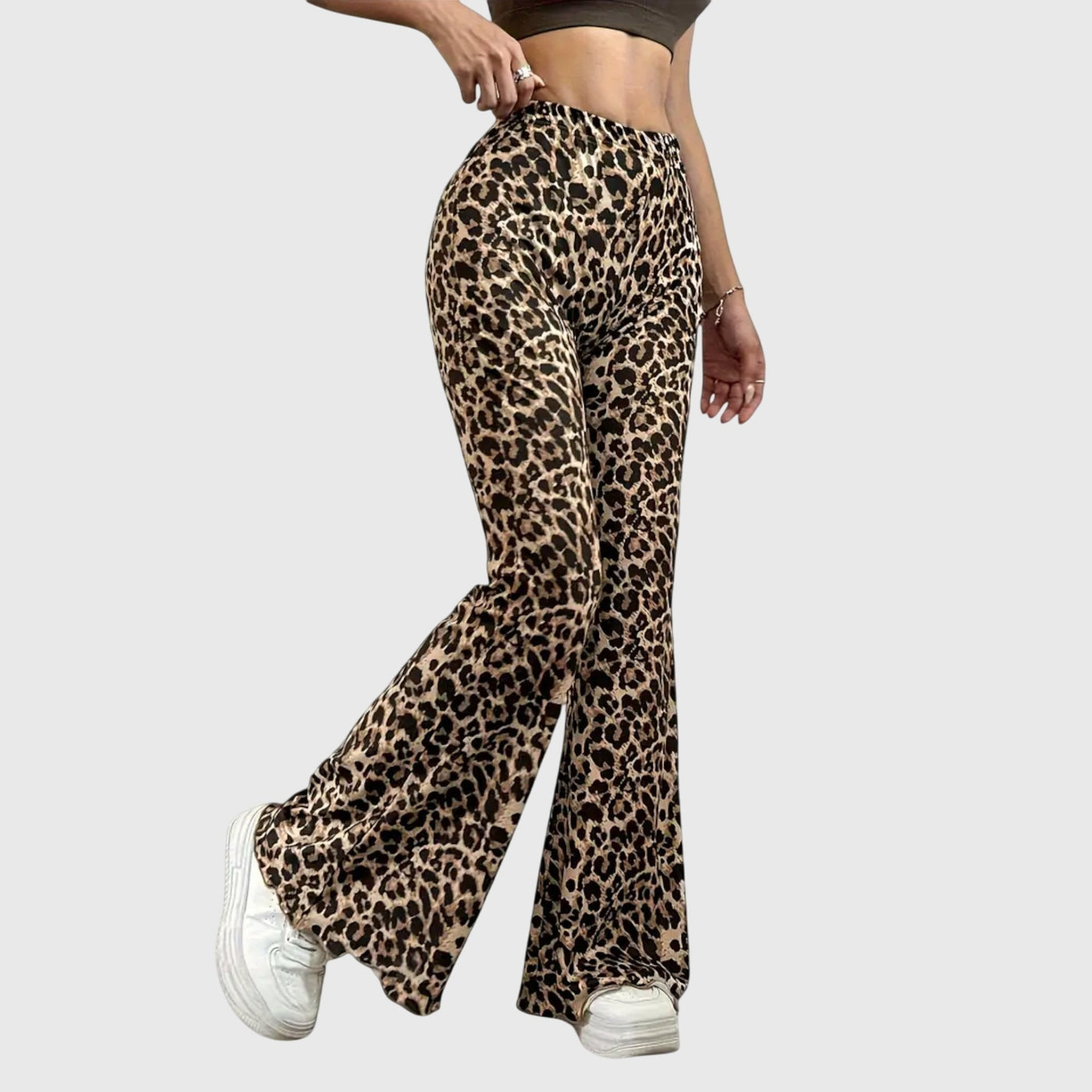 Leopardikuvioiset bootcut-housut