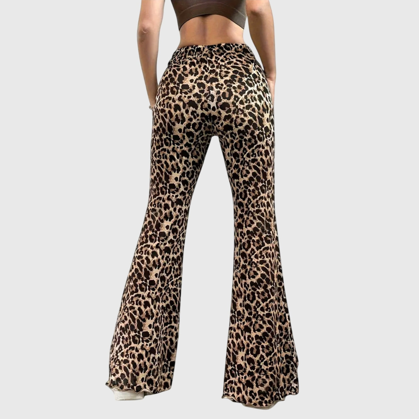 Leopardikuvioiset bootcut-housut